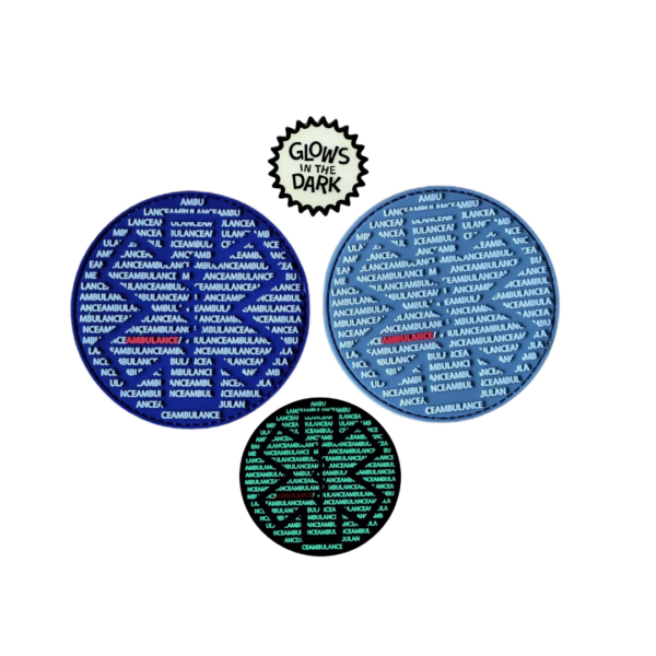 2D PVC patch 'woord' AMBULANCE blauw  Glow in the Dark |  Écusson 2D en PVC «mot» AMBULANCE bleu phosphorescent - Afbeelding 2