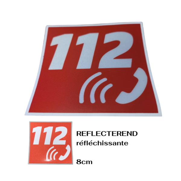 sticker logo 112 REFLECTEREND 8cm  |  autocollant logo 112 réfléchissante 8cm