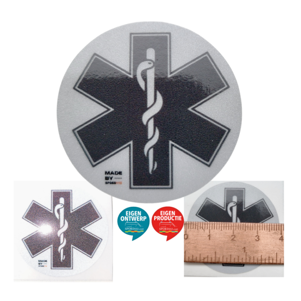 (helm)sticker Star of Life GRIJS REFLECTEREND 4x4cm | (casque)autocollant Star of Life GRIS réfléchissant 4x4cm